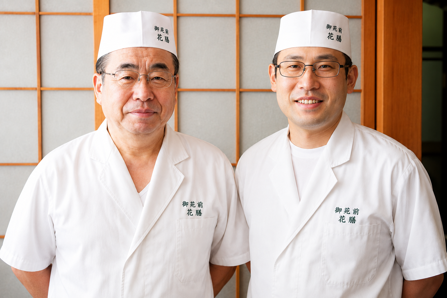 初代料理長・店主 原田義明（左）と二代目料理長 原田雄生（右）